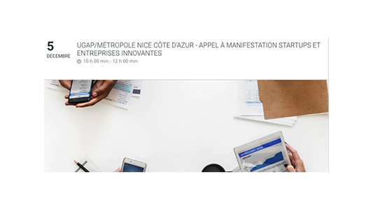 L'UGAP et la Métropole NCA lancent un appel à manifestation "startups et entreprises innovantes" le 5/12