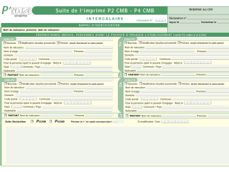 Formulaire P' intercalaire : suite de l'imprimé P2 CMB