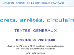 Le Pradet : ARRETE DE RECONNAISSANCE DE L'ETAT DE CATASTROPHE NATURELLE