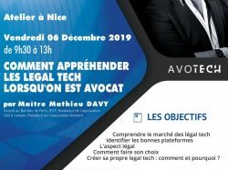 Atelier AJFR : "Comment appréhender les LegalTech lorsque l'on est Avocat ?" le 6 décembre à Nice