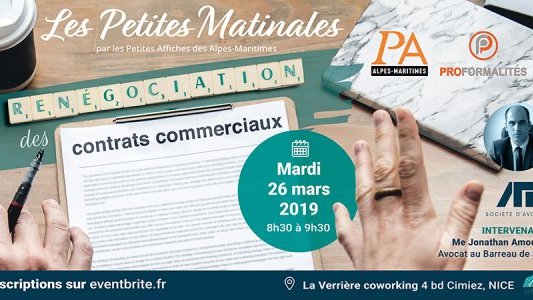 #PetiteMatinalePA le 26 mars : ""La renégociation des contrats commerciaux : Aspects juridiques et pratiques"