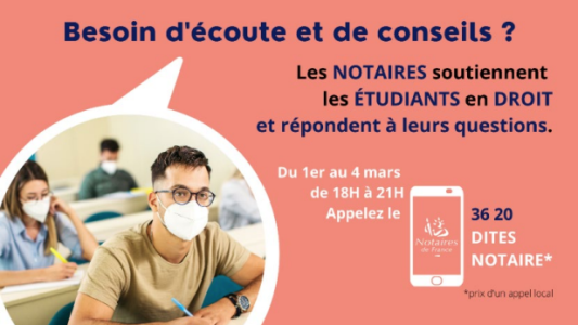 Appel aux dons et numéro d'écoute : Les Notaires de France se mobilisent pour soutenir les étudiants