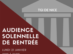 Audience de rentrée solennelle du Tribunal de Grande Instance de Nice le 21 janvier 2019 à 11h