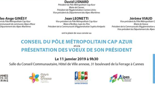 Conseil du Pôle Métropolitain Cap Azur et Présentation des Vœux le 11 janvier 