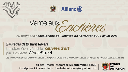 #SeatsForAll : 24 sièges de l'Allianz Riviera transformés en œuvres d'art au profit des victimes du 14-Juillet