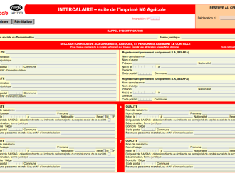 Formulaire intercalaire M0' agricole 