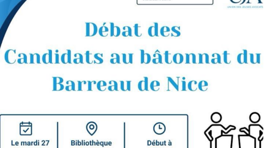 Débat des candidats au Bâtonnat 2026-2027 devant les jeunes avocats : rendez-vous le 27 mai à Nice