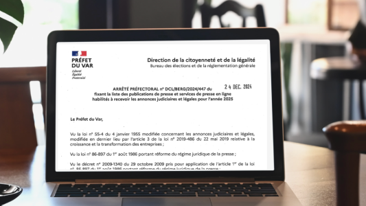 Les journaux et sites internet habilités en 2025 à publier des annonces légales pour le département du Var 