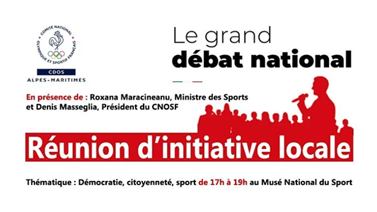 Réunion d'initiative citoyenne sur le thème "Démocratie, Citoyenneté et Sport" le 27 février 2019