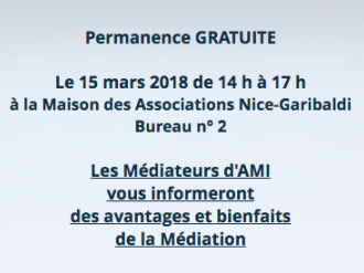 Permanence d'information à la Médiation avec AMI à Nice le 15 mars