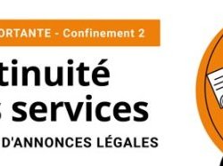 Reconfinement - Continuité des services de publications légales des Petites Affiches des A-M