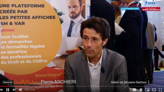 Salon des maires des A-M : Interview de Pierre ASCHIERI maire de Mouans-Sartoux