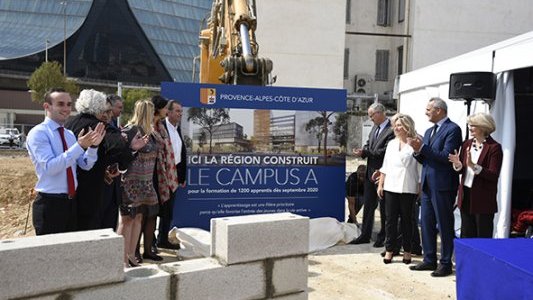 Pose de la 1ère pierre de CAMPUS A, l'Etablissement régional d'excellence de l'apprentissage en Provence-Alpes-Côte d'Azur