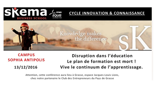PETIT-DEJEUNER CYCLE INNOVATION & CONNAISSANCE : Disruption dans l'éducation et la formation : conséquences pour les entreprises et les territoires