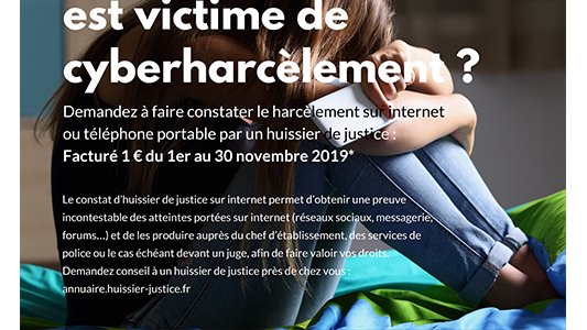 Les Huissiers s'engagent à l'occasion de la journée de lutte contre le harcèlement à l'école le 7 novembre