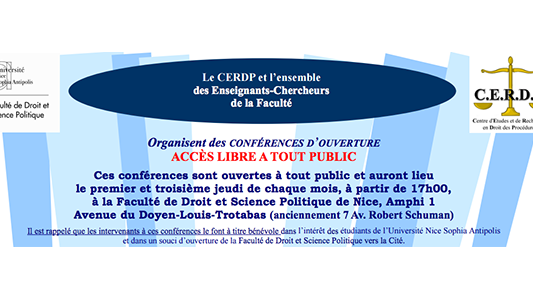 Les prochaines conférence d'ouverture du CERDP 