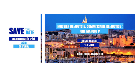 Universités d'été de l'UNHJ à Marseille les 30, 31 MAI ET 1ER JUIN 2018