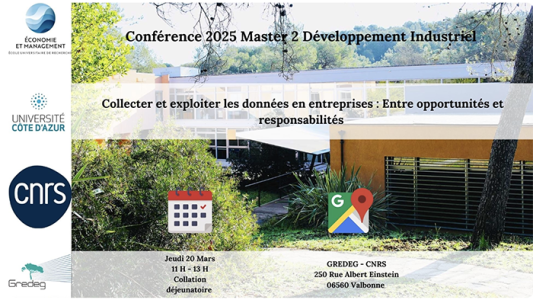 Conférence 2025 du Master 2 Développement Industriel : "Collecter et exploiter les données en entreprise : entre opportunités et responsabilités"