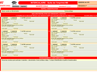 Formulaire intercalaire M0' société civile 