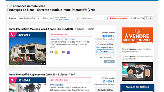 Immo-interactif : les Notaires du 06 développent la négociation en ligne