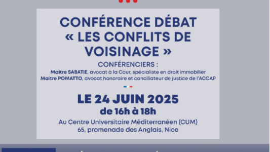 NICE : Conférence-débat sur les conflits de voisinage au CUM