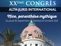Congrès Alta-Juris International 2021 à Nice, programme de ce 20ème Anniversaire 