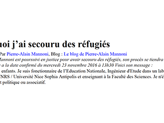 Lettre ouverte des universitaires en soutien aux migrants, à Pierre-Alain Mannoni et tous les citoyens solidaires de PACA