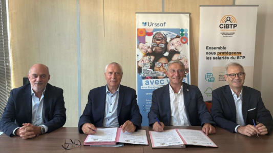Signature d'une convention entre l'Urssaf Paca et la Caisse CIBTP Méditerranée