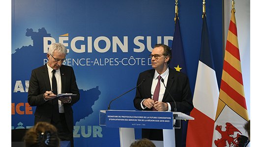 Renaud MUSELIER et Guillaume PEPY signent un protocole d'accord pour un service de transport ferroviaire régional de qualité