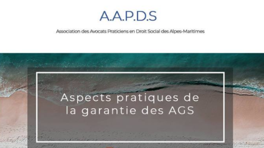 "Aspects pratiques de la garantie des AGS", thème de la prochaine réunion AAPDS Nice 