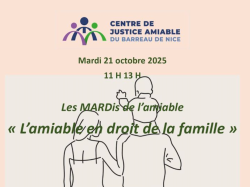 CJA de Nice : rencontre sur « l'amiable en droit de la famille » le 21 octobre