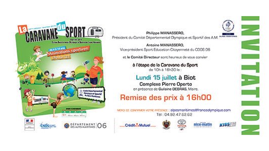 Caravane du sport : prochaine étape à Biot le Lundi 15 juillet 2019
