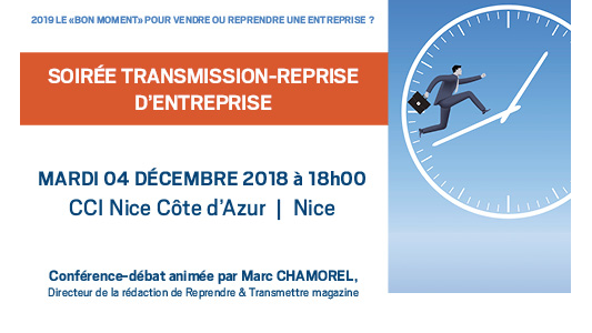 Tous à la CCI le 4 décembre pour la Soirée Transmission - Reprise d'entreprise !