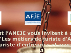 Faculté de droit Nice : Table ronde de l'AFJE et l'ANEJE "Les métiers de juriste d'Affaires » (juriste d'entreprise et avocat) le 21 nov