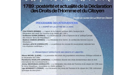 Fac de droit Nice - Colloque "1789 : postérité et actualité de la Déclaration des Droits de l'Homme et du Citoyen"