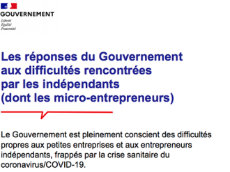 Les réponses du Gouvernement aux difficultés rencontrées par les indépendants (dont les micro-entrepreneurs