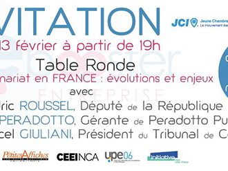 Table-ronde "L'entrepreunariat en France, évolutions et enjeux" le 13 février au CEEI à Nice