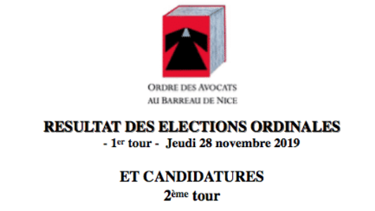 Barreau de Nice : résultats des élections ordinales 1er tour