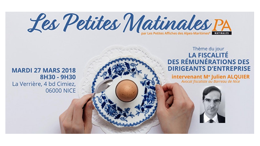SAVE THE DATE ! la fiscalité des dirigeants au menu de notre prochaine Petite matinale le 27 mars 