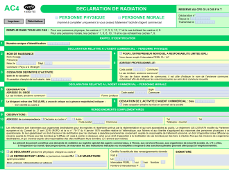 Formulaire AC4 : déclaration de radiation pour un agent commercial 