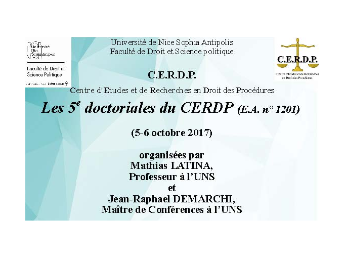 5e Doctoriales du CERDP :