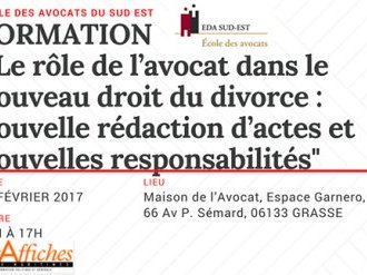 Formation EDA Sud Est : Le rôle de l'avocat dans le nouveau droit du divorce à Grasse le 3 février