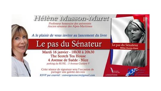 "Le pas du sénateur" : Hélène Masson-Maret présentera son livre à Nice le 16 janvier