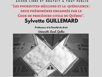 Conférence CERDP : "Les poursuites-bâillons et la quérulence : deux phénomènes encadrés par le Code de procédure civile du Québec"