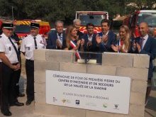 À Pégomas, la première pierre du futur centre de secours posée pour renforcer les moyens des pompiers