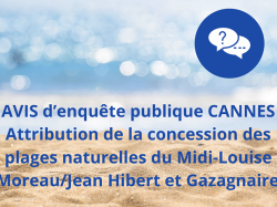 Cannes - Attribution de la concession des plages naturelles du Midi-Louise Moreau/Jean Hibert et Gazagnaire : votre avis compte !