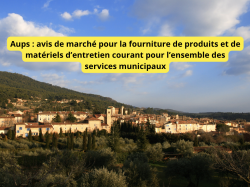 Aups : avis de marché pour la fourniture de produits et de matériels d'entretien courant pour l'ensemble des services municipaux