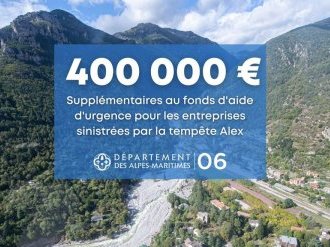 Le fonds de soutien pour les entreprises sinistrées par la tempête Alex est augmenté de 400 000 €
