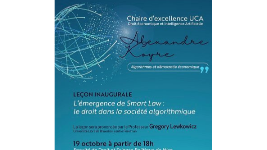 UCAJedi Deep Law : inauguration de la Chaire Alexandre Koyré, Droit économique et intelligence artificielle le 19/10 à Nice