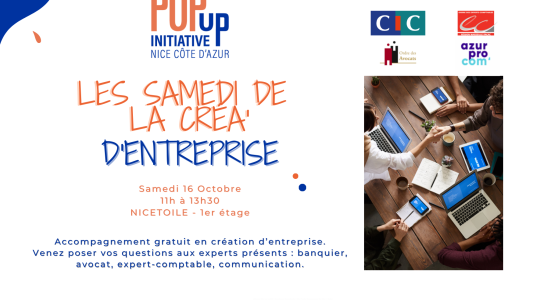 Bonne nouvelle : retour des Samedis de la Créa d'entreprise au Pop Up Initiative NCA !